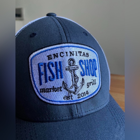 Encinitas Fish Shop Blue and White Cap - Picture 2 of 5
